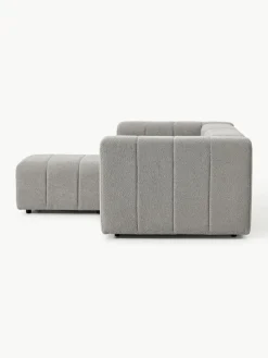 Modulares Bouclé-Sofa Lena (3-Sitzer) mit Hocker (links/rechts)