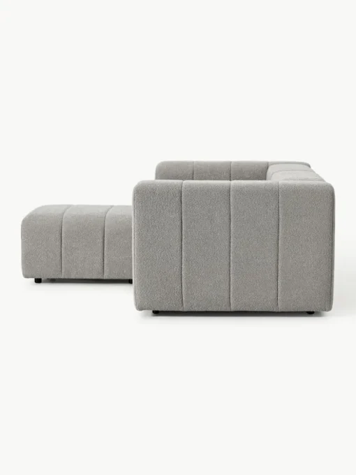 Modulares Bouclé-Sofa Lena (3-Sitzer) mit Hocker (links/rechts)