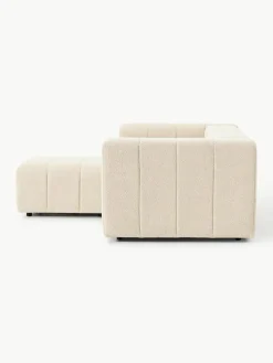 Modulares Bouclé-Sofa Lena (3-Sitzer) mit Hocker (links/rechts)