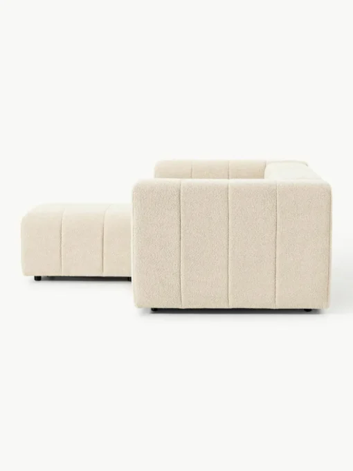 Modulares Bouclé-Sofa Lena (3-Sitzer) mit Hocker (links/rechts)