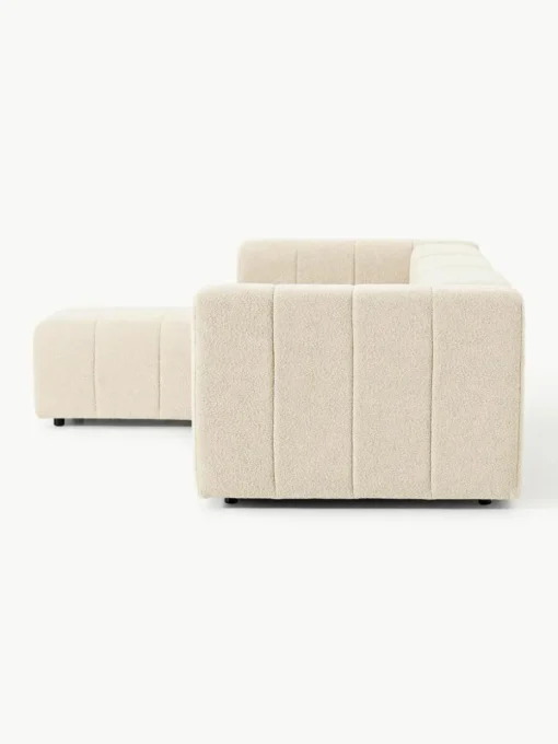 Modulares Bouclé-Sofa Lena (4-Sitzer) mit Hocker (links/rechts)