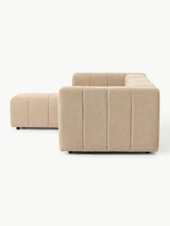 Modulares Bouclé-Sofa Lena (4-Sitzer) mit Hocker (links/rechts)