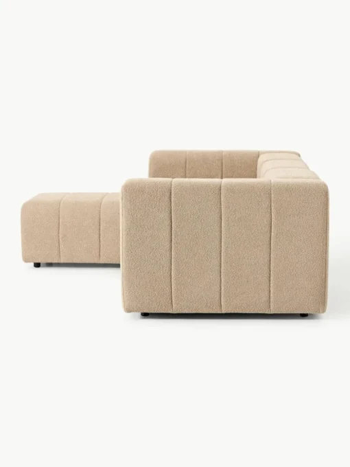 Modulares Bouclé-Sofa Lena (4-Sitzer) mit Hocker (links/rechts)