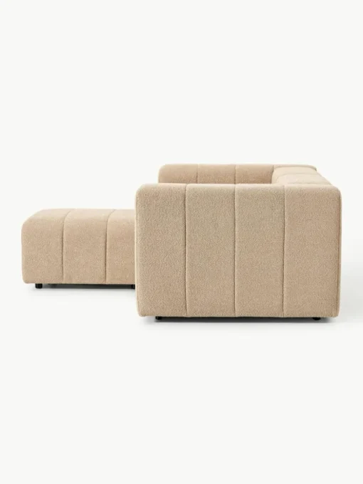 Modulares Bouclé-Sofa Lena (3-Sitzer) mit Hocker (links/rechts)