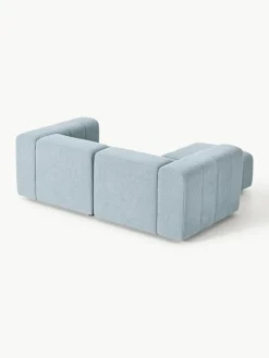 Modulares Bouclé-Sofa Lena (3-Sitzer) mit Hocker (links/rechts)