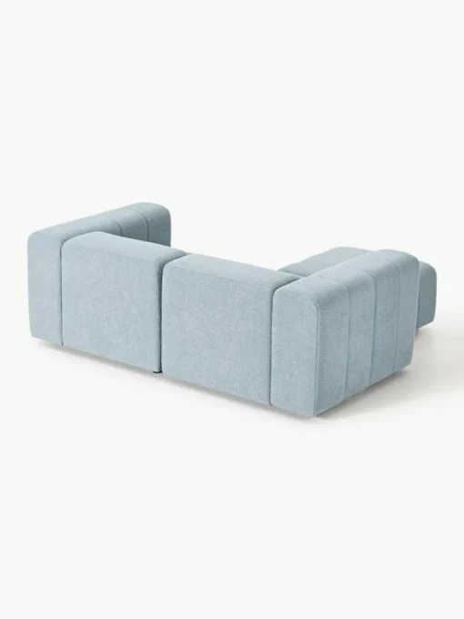 Modulares Bouclé-Sofa Lena (3-Sitzer) mit Hocker (links/rechts)