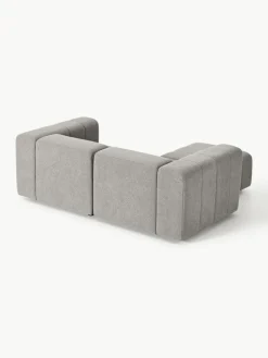 Modulares Bouclé-Sofa Lena (3-Sitzer) mit Hocker (links/rechts)