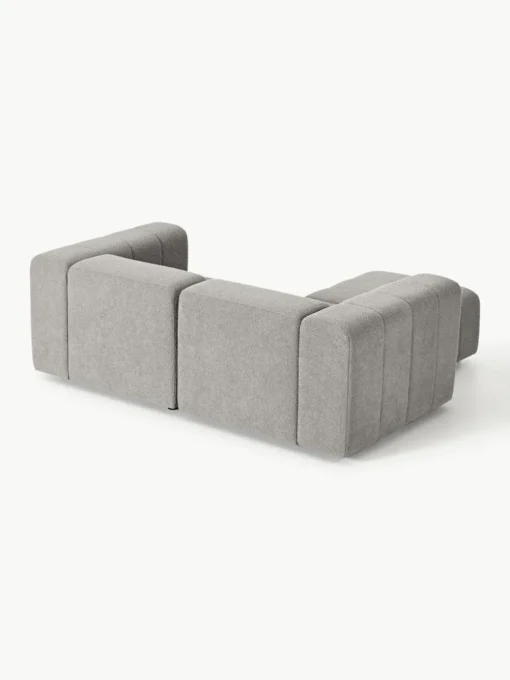 Modulares Bouclé-Sofa Lena (3-Sitzer) mit Hocker (links/rechts)