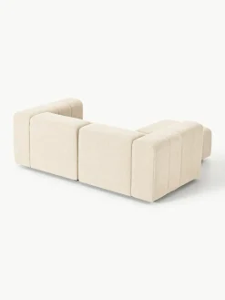 Modulares Bouclé-Sofa Lena (3-Sitzer) mit Hocker (links/rechts)