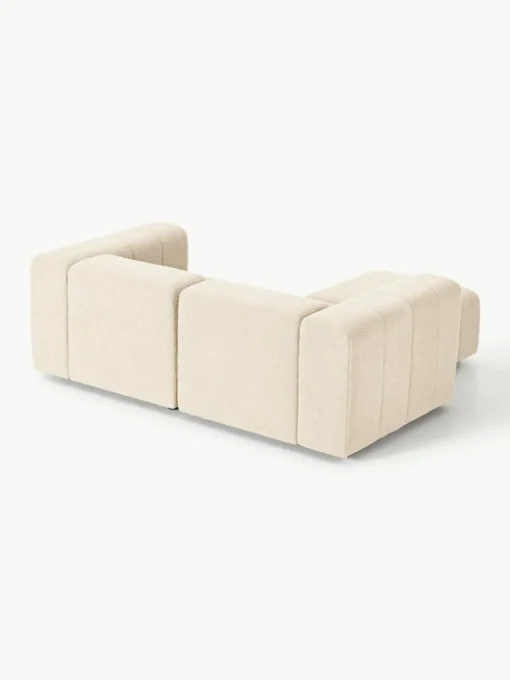 Modulares Bouclé-Sofa Lena (3-Sitzer) mit Hocker (links/rechts)