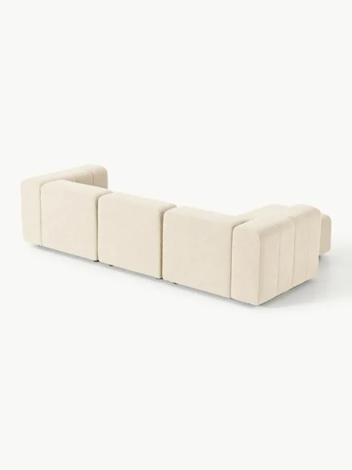 Modulares Bouclé-Sofa Lena (4-Sitzer) mit Hocker (links/rechts)