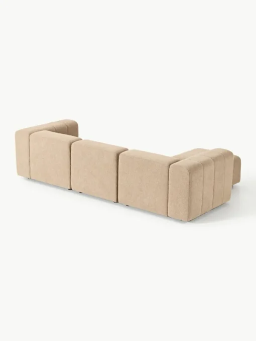 Modulares Bouclé-Sofa Lena (4-Sitzer) mit Hocker (links/rechts)