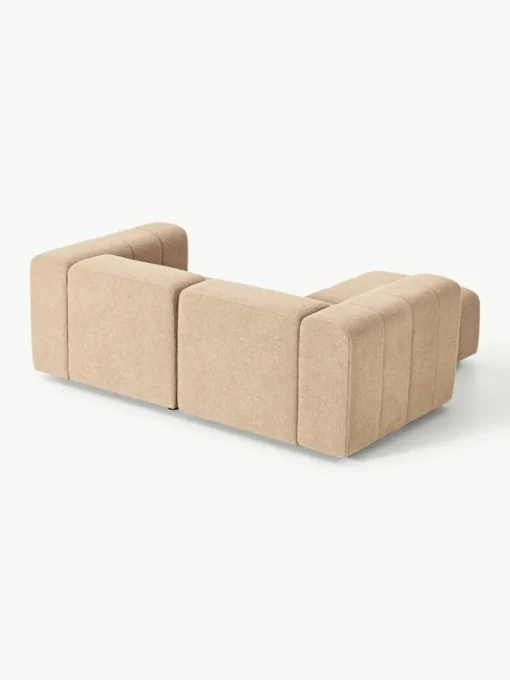 Modulares Bouclé-Sofa Lena (3-Sitzer) mit Hocker (links/rechts)