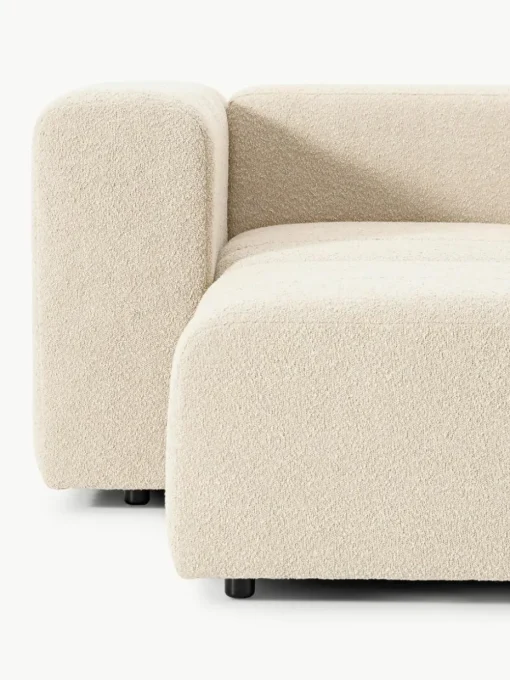 Modulares Bouclé-Sofa Lena (4-Sitzer) mit Hocker (links/rechts)