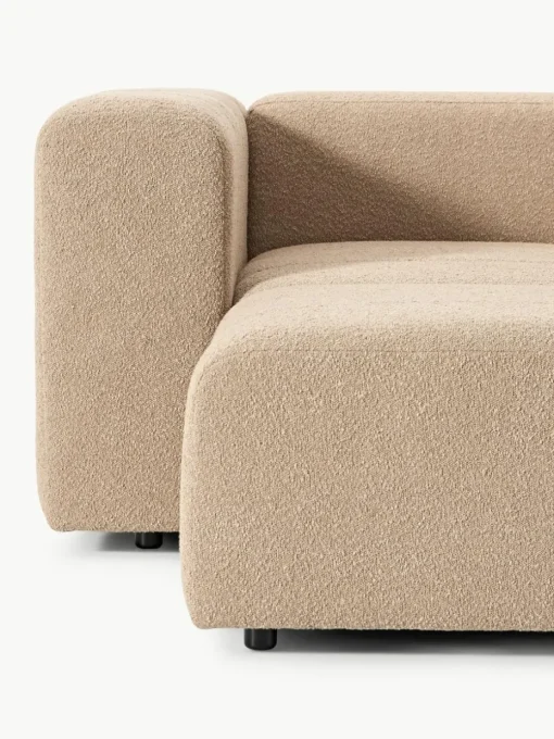 Modulares Bouclé-Sofa Lena (4-Sitzer) mit Hocker (links/rechts)