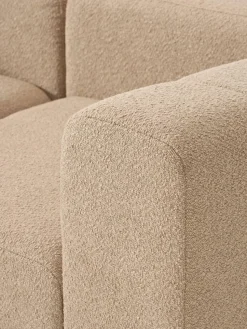 Modulares Bouclé-Sofa Lena (3-Sitzer) mit Hocker (links/rechts)