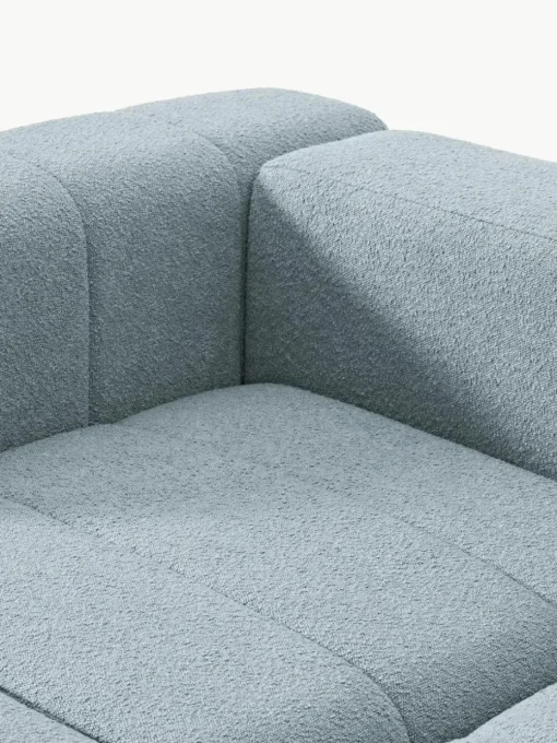 Modulares Bouclé-Sofa Lena (3-Sitzer) mit Hocker (links/rechts)