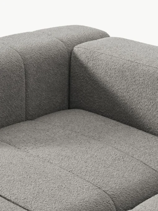 Modulares Bouclé-Sofa Lena (3-Sitzer) mit Hocker (links/rechts)