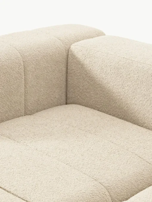 Modulares Bouclé-Sofa Lena (3-Sitzer) mit Hocker (links/rechts)
