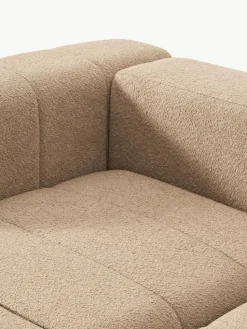 Modulares Bouclé-Sofa Lena (3-Sitzer) mit Hocker (links/rechts)