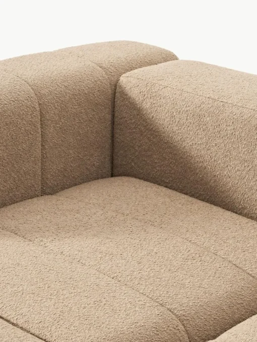 Modulares Bouclé-Sofa Lena (3-Sitzer) mit Hocker (links/rechts)