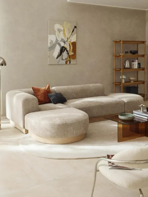 Modulares Ecksofa Natalie aus Teddy-Bouclé