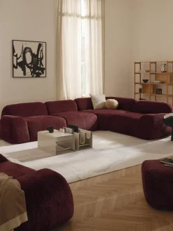 Modulares Ecksofa Wolke (4-Sitzer) aus Teddy-Bouclé