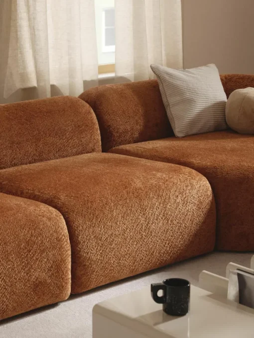 Modulares Ecksofa Wolke (4-Sitzer) aus Teddy-Bouclé