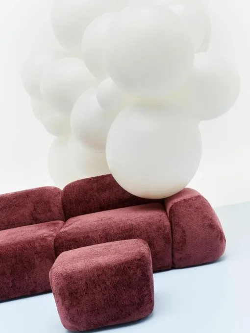 Modulares Ecksofa Wolke (4-Sitzer) aus Teddy-Bouclé