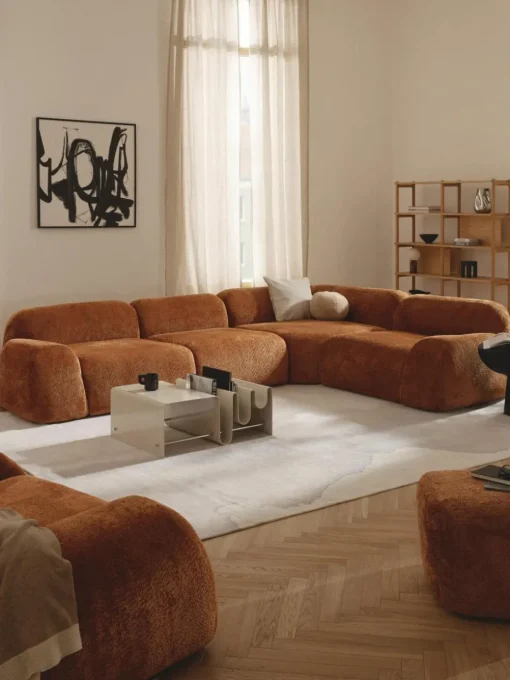 Modulares Ecksofa Wolke (4-Sitzer) aus Teddy-Bouclé