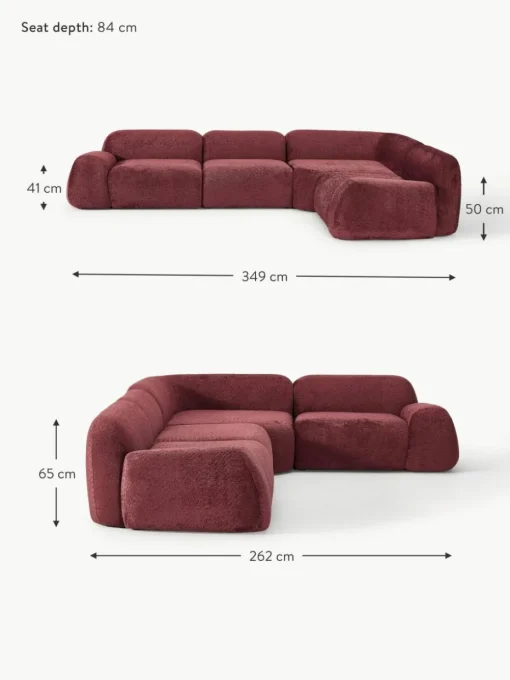 Modulares Ecksofa Wolke (4-Sitzer) aus Teddy-Bouclé