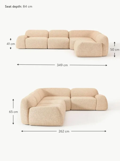 Modulares Ecksofa Wolke (4-Sitzer) aus Bouclé