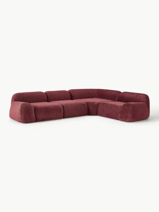 Modulares Ecksofa Wolke (4-Sitzer) aus Teddy-Bouclé