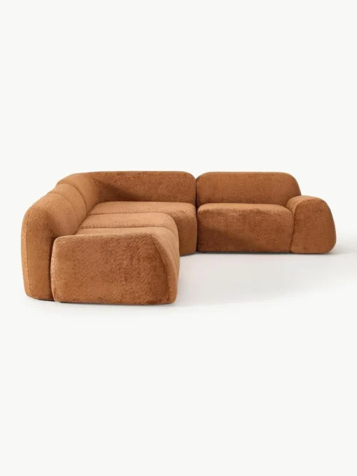Modulares Ecksofa Wolke (4-Sitzer) aus Teddy-Bouclé