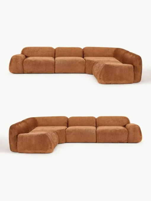 Modulares Ecksofa Wolke (4-Sitzer) aus Teddy-Bouclé