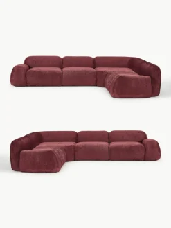 Modulares Ecksofa Wolke (4-Sitzer) aus Teddy-Bouclé
