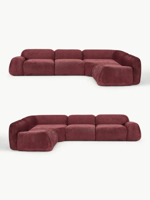 Modulares Ecksofa Wolke (4-Sitzer) aus Teddy-Bouclé