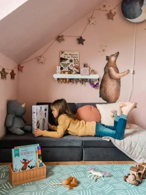 Modulares Kinder-Spielsofa Mila aus Samt, handgefertigt