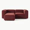 Modulares Samt-Sofa Lena (3-Sitzer) mit Hocker (links/rechts)
