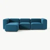 Modulares Samt-Sofa Lena (4-Sitzer) mit Hocker (links/rechts)