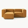 Modulares Samt-Sofa Lena (3-Sitzer) mit Hocker (links/rechts)