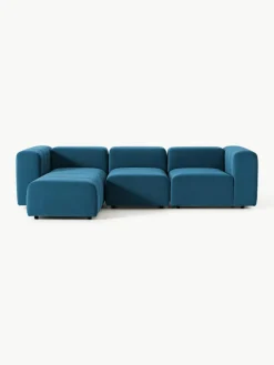 Modulares Samt-Sofa Lena (4-Sitzer) mit Hocker (links/rechts)