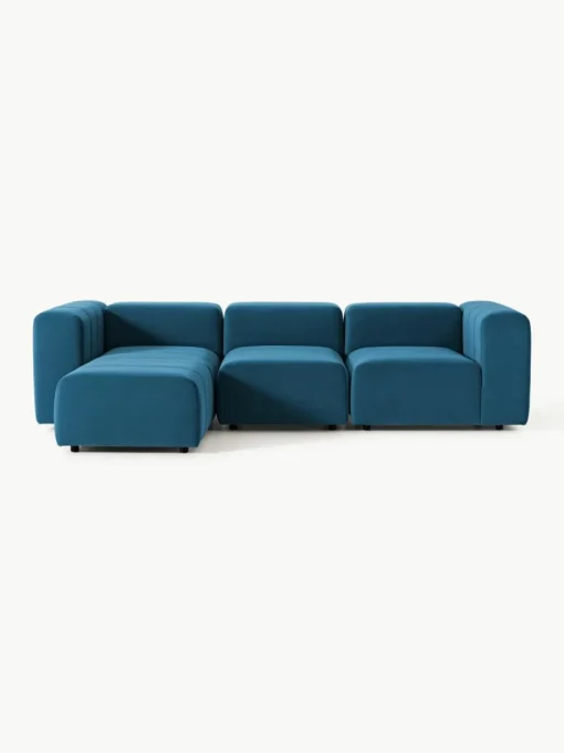 Modulares Samt-Sofa Lena (4-Sitzer) mit Hocker (links/rechts)