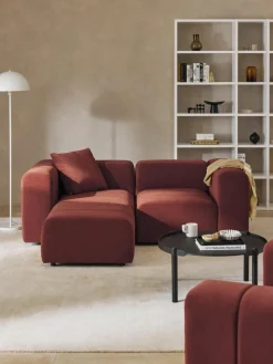 Modulares Samt-Sofa Lena (3-Sitzer) mit Hocker (links/rechts)