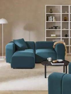 Modulares Samt-Sofa Lena (3-Sitzer) mit Hocker (links/rechts)