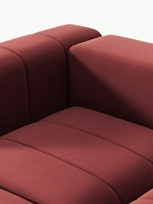 Modulares Samt-Sofa Lena (3-Sitzer) mit Hocker (links/rechts)