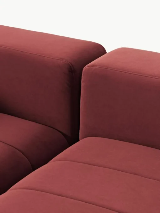 Modulares Samt-Sofa Lena (3-Sitzer) mit Hocker (links/rechts)