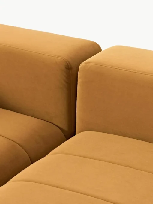 Modulares Samt-Sofa Lena (3-Sitzer) mit Hocker (links/rechts)