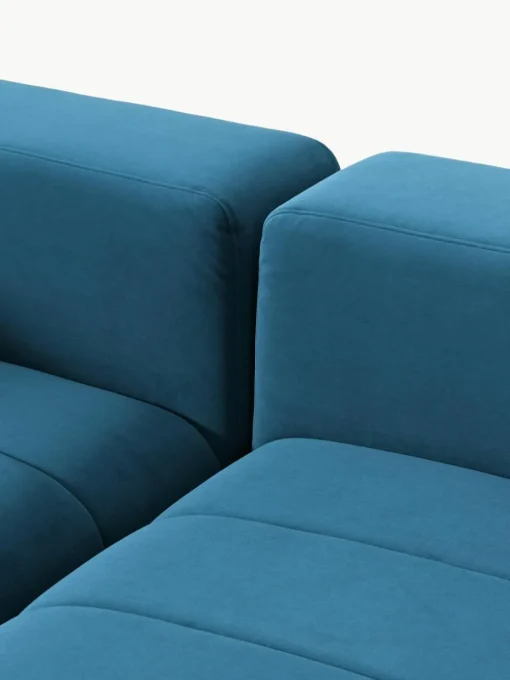 Modulares Samt-Sofa Lena (4-Sitzer) mit Hocker (links/rechts)