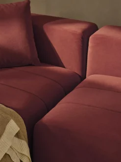 Modulares Samt-Sofa Lena (3-Sitzer) mit Hocker (links/rechts)